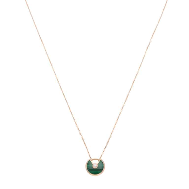 Vintage Amulette de Cartier XS Malachite and Diamond Necklace