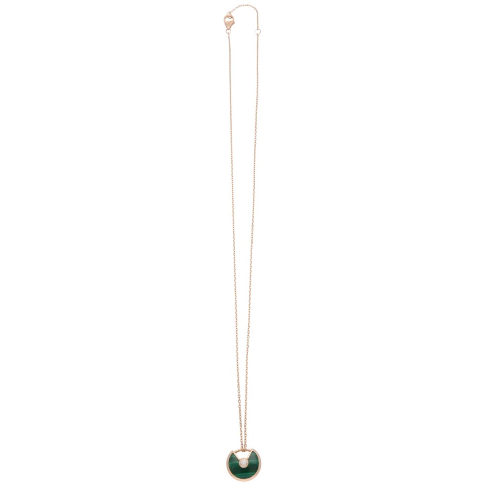 Vintage Amulette de Cartier XS Malachite and Diamond Necklace