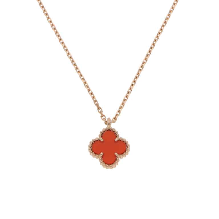 Vintage Van Cleef & Arpels Sweet Alhambra Carnelian Pendant