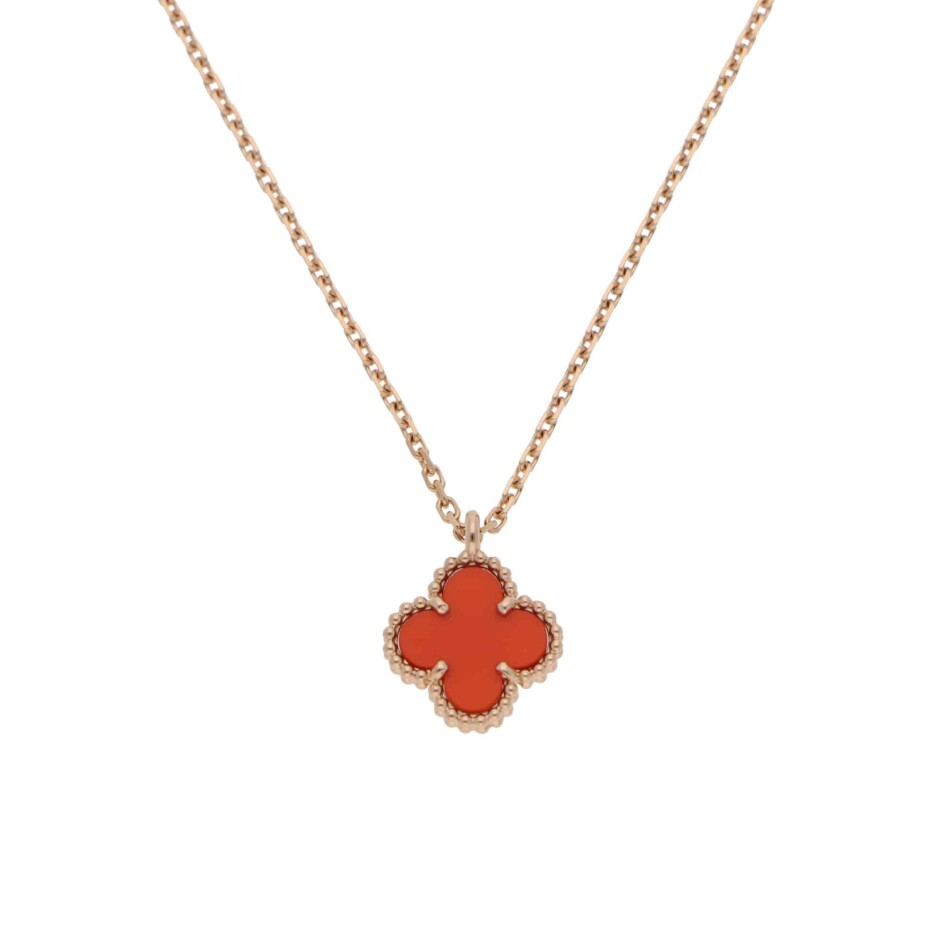 Vintage Van Cleef & Arpels Sweet Alhambra Carnelian Pendant