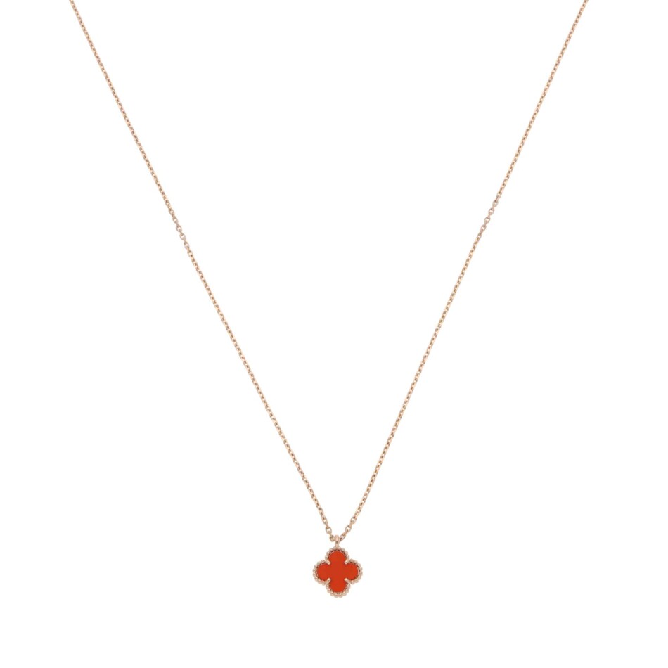 Vintage Van Cleef & Arpels Sweet Alhambra Carnelian Pendant