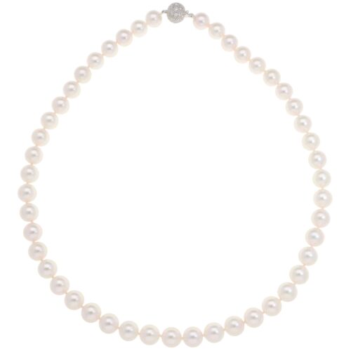 Akoya Pearl Strand Necklace with Diamond Ball Clasp