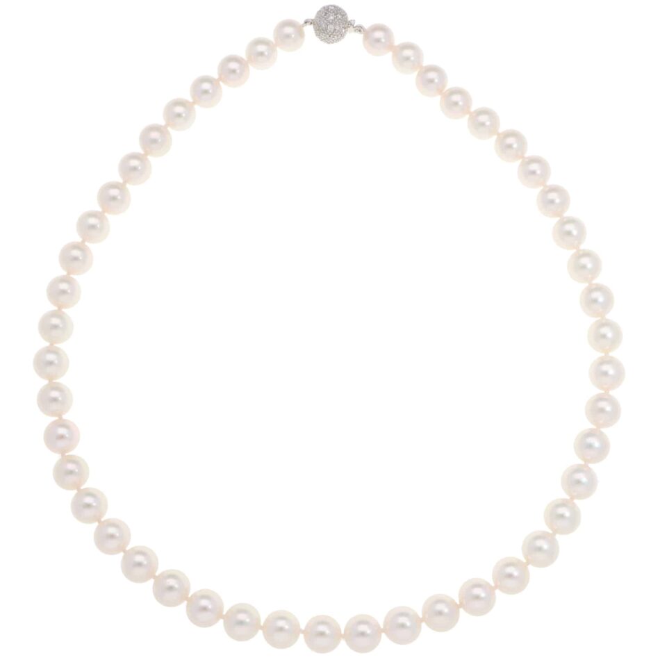 Akoya Pearl Strand Necklace with Diamond Ball Clasp