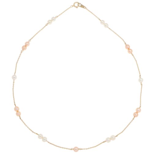 Vintage Tasaki Akoya Pearl Chain Necklace in Yellow Gold