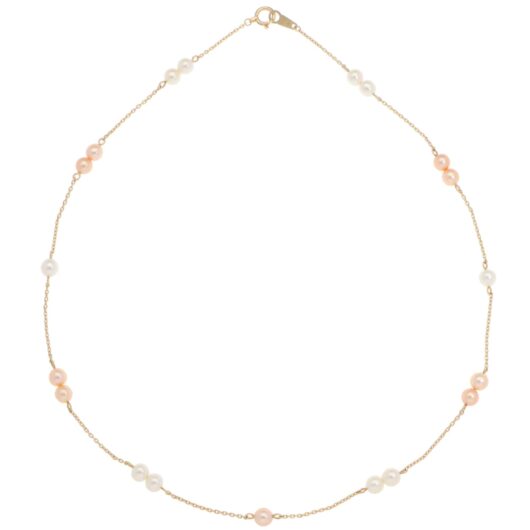 Vintage Tasaki Akoya Pearl Chain Necklace in Yellow Gold