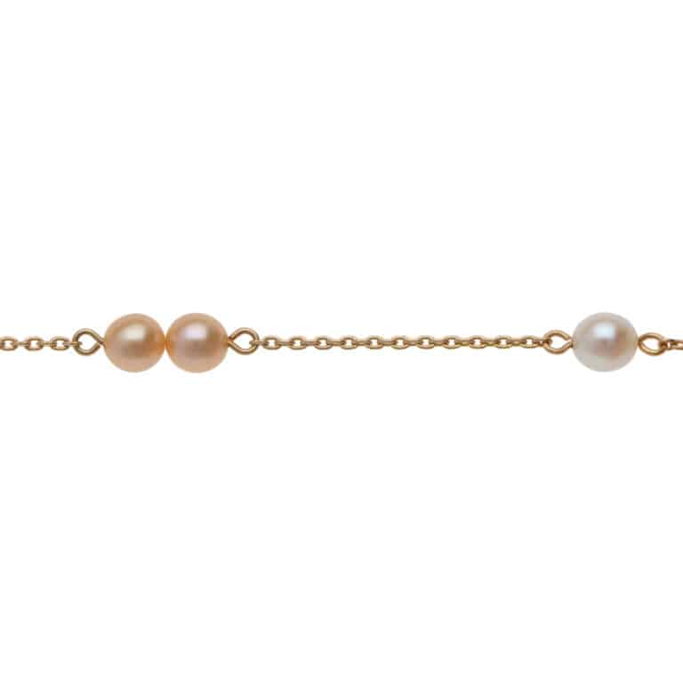 Vintage Tasaki Akoya Pearl Chain Necklace in Yellow Gold