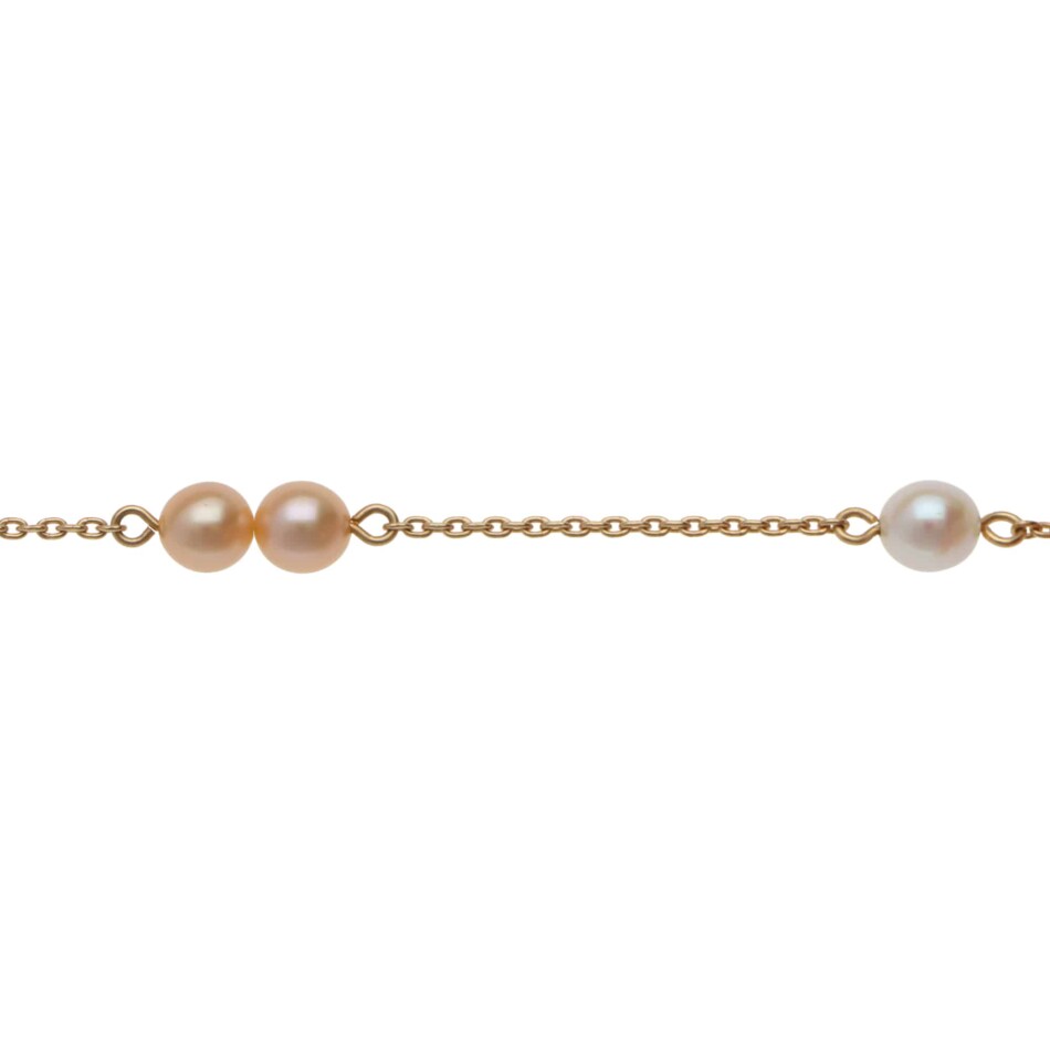 Vintage Tasaki Akoya Pearl Chain Necklace in Yellow Gold