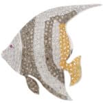 Vintage Angelfish Diamond and Yellow Sapphire Brooch