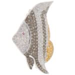 Vintage Angelfish Diamond and Yellow Sapphire Brooch