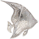 Vintage Angelfish Diamond and Yellow Sapphire Brooch