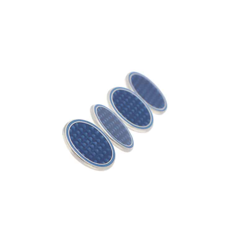 Contemporary Navy Patterned Enamel Oval Chain Cufflinks
