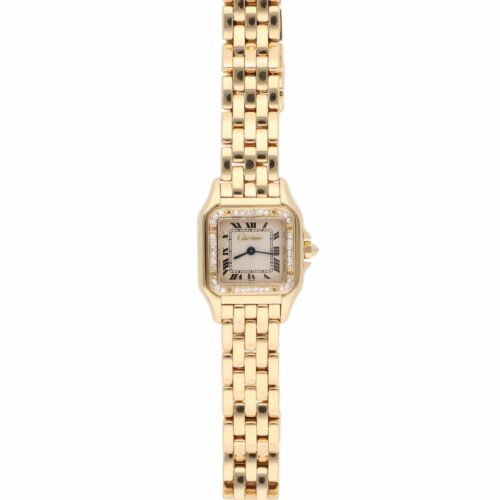 Vintage Cartier Panthere Yellow Gold Watch with Diamond Bezel