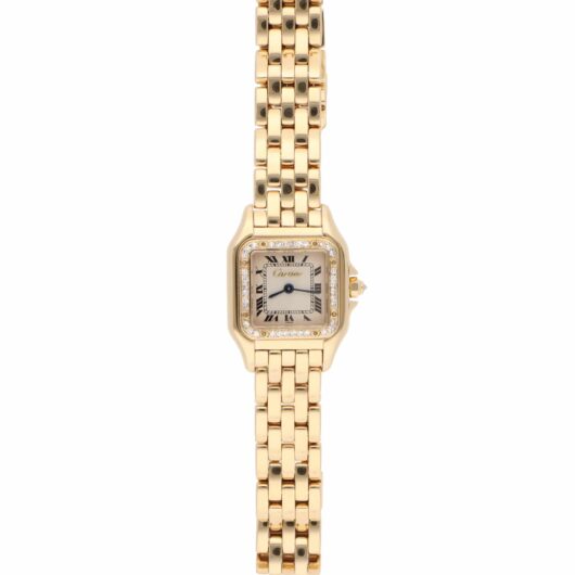 Vintage Cartier Panthere Yellow Gold Watch with Diamond Bezel