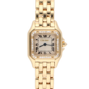 Vintage Cartier Panthere Yellow Gold Watch with Diamond Bezel