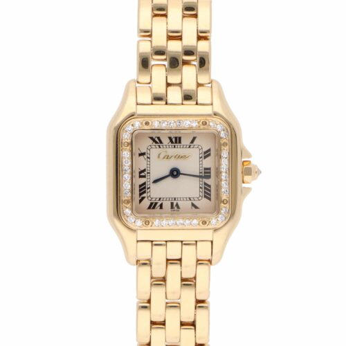 Vintage Cartier Panthere Yellow Gold Watch with Diamond Bezel