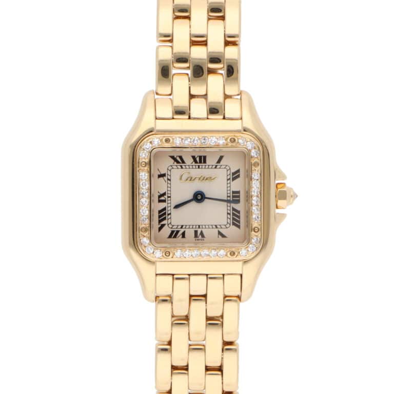 Vintage Cartier Panthere Yellow Gold Watch with Diamond Bezel
