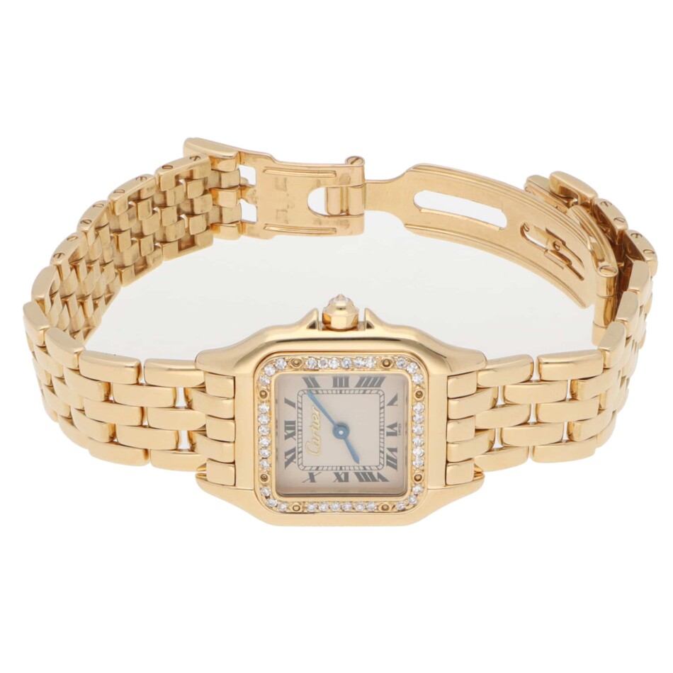 Vintage Cartier Panthere Yellow Gold Watch with Diamond Bezel