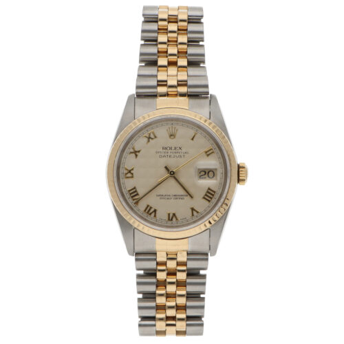 Vintage 1989 Rolex Datejust Steel and Gold Pyramid Dial Watch