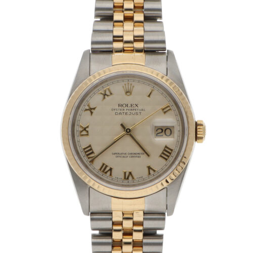Vintage 1989 Rolex Datejust Steel and Gold Pyramid Dial Watch