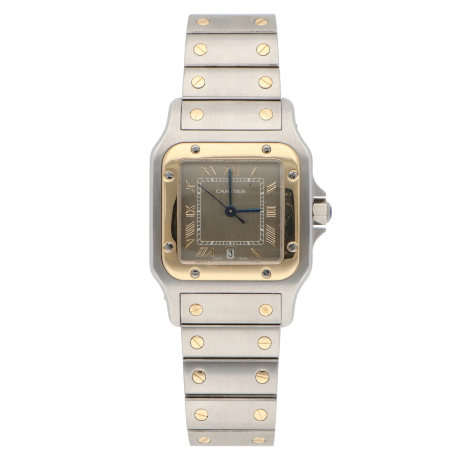 Vintage Cartier Santos Galbee Steel and Gold Ghost Dial Watch