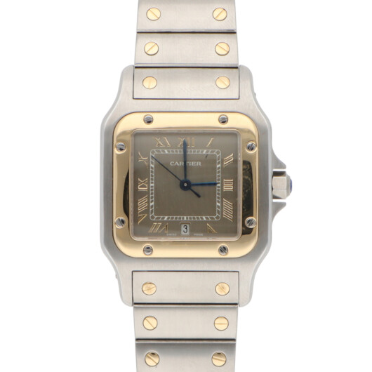 Vintage Cartier Santos Galbee Steel and Gold Ghost Dial Watch
