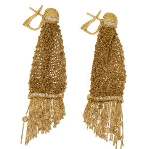 Vintage Boucheron Delilah Diamond Drop Earrings in Yellow Gold