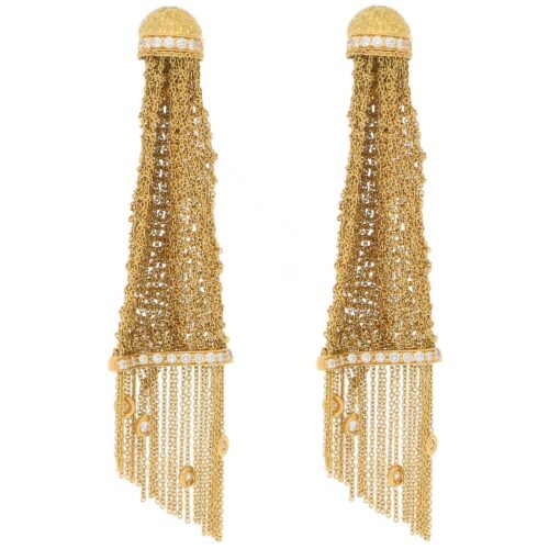 Vintage Boucheron Delilah Diamond Drop Earrings in Yellow Gold