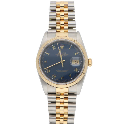 Vintage 1993 Rolex Datejust Steel and Gold Watch with Blue dial