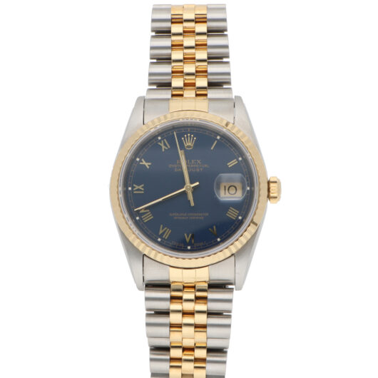 Vintage 1993 Rolex Datejust Steel and Gold Watch with Blue dial
