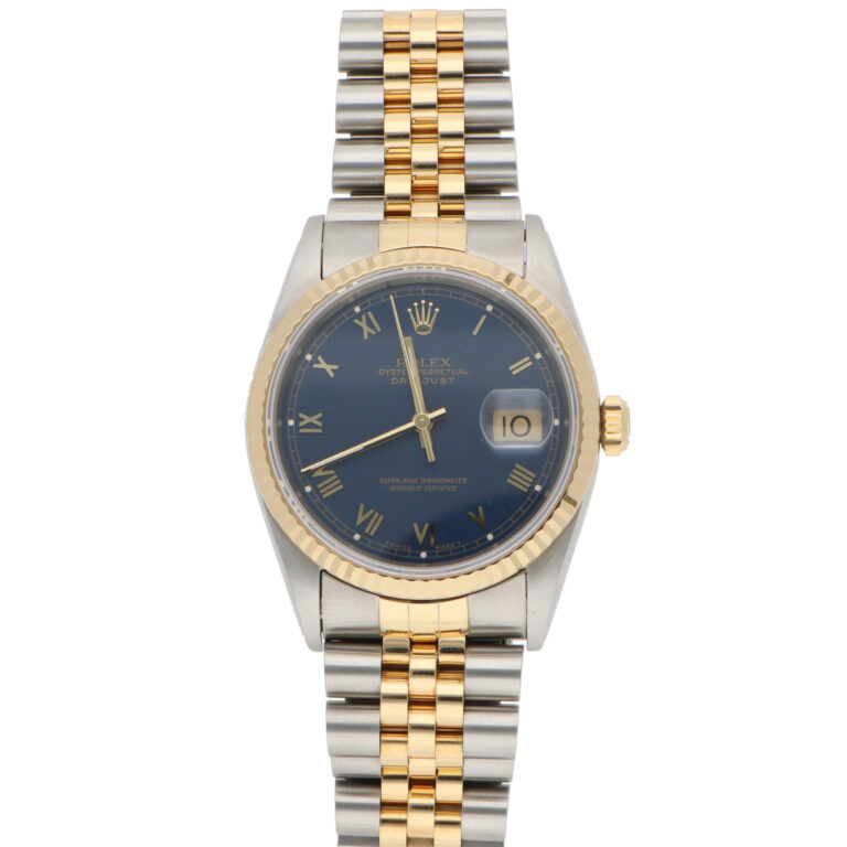 Vintage 1993 Rolex Datejust Steel and Gold Watch with Blue dial