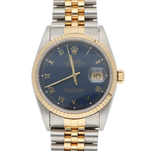 Vintage 1993 Rolex Datejust Steel and Gold Watch with Blue dial