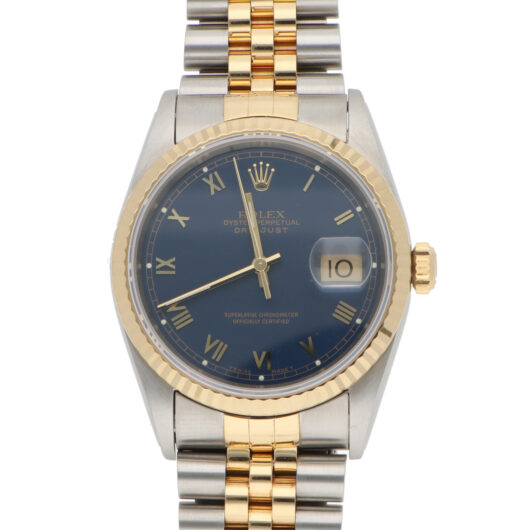 Vintage 1993 Rolex Datejust Steel and Gold Watch with Blue dial