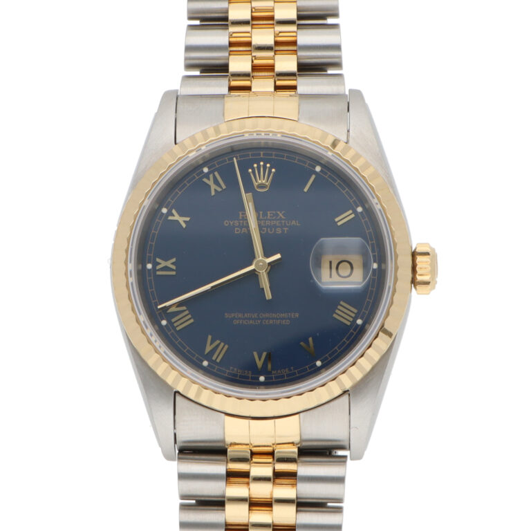 Vintage 1993 Rolex Datejust Steel and Gold Watch with Blue dial