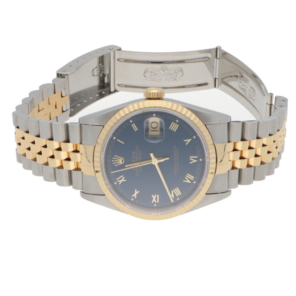 Vintage 1993 Rolex Datejust Steel and Gold Watch with Blue dial