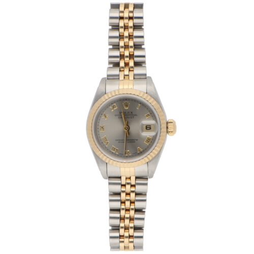 Vintage 1997 Rolex Datejust Steel and Gold Watch with Grey Dial