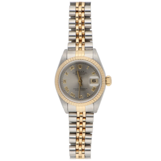 Vintage 1997 Rolex Datejust Steel and Gold Watch with Grey Dial