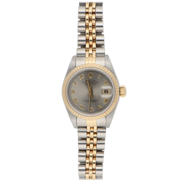 Vintage 1997 Rolex Datejust Steel and Gold Watch with Grey Dial