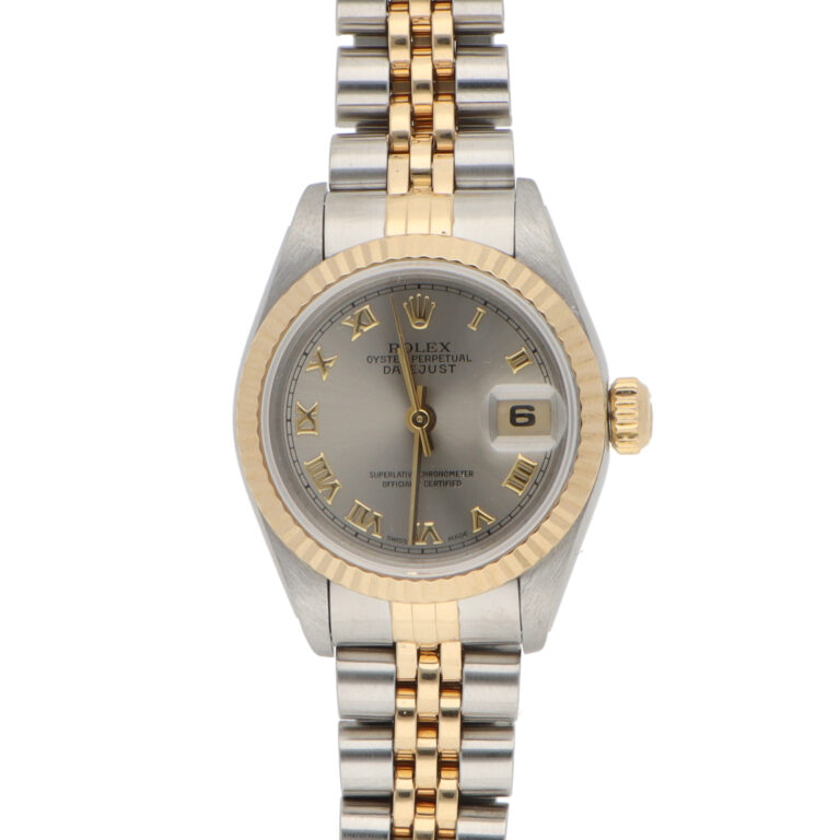 Vintage 1997 Rolex Datejust Steel and Gold Watch with Grey Dial