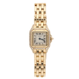 Vintage Cartier Panthere Gold Wristwatch with Diamond Set Bezel
