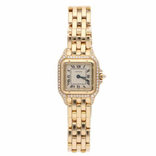 Vintage Cartier Panthere Gold Wristwatch with Diamond Set Bezel