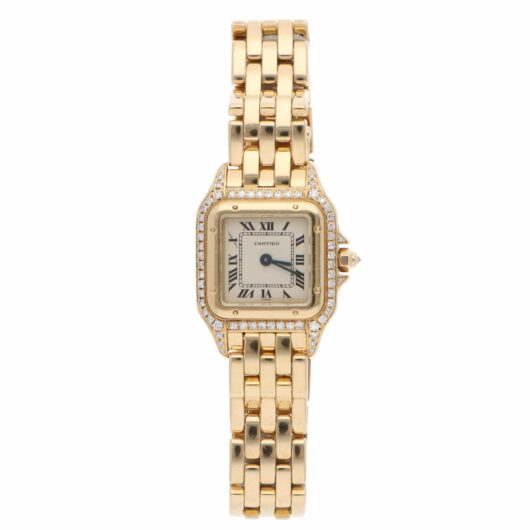 Vintage Cartier Panthere Gold Wristwatch with Diamond Set Bezel