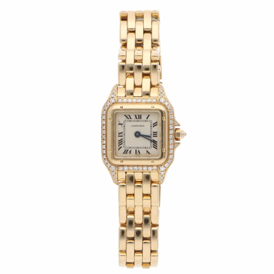 Vintage Cartier Panthere Gold Wristwatch with Diamond Set Bezel