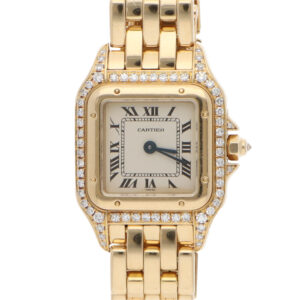 Vintage Cartier Panthere Gold Wristwatch with Diamond Set Bezel