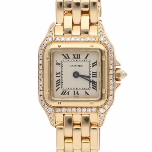 Vintage Cartier Panthere Gold Wristwatch with Diamond Set Bezel
