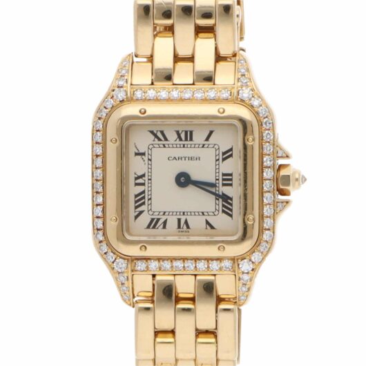 Vintage Cartier Panthere Gold Wristwatch with Diamond Set Bezel