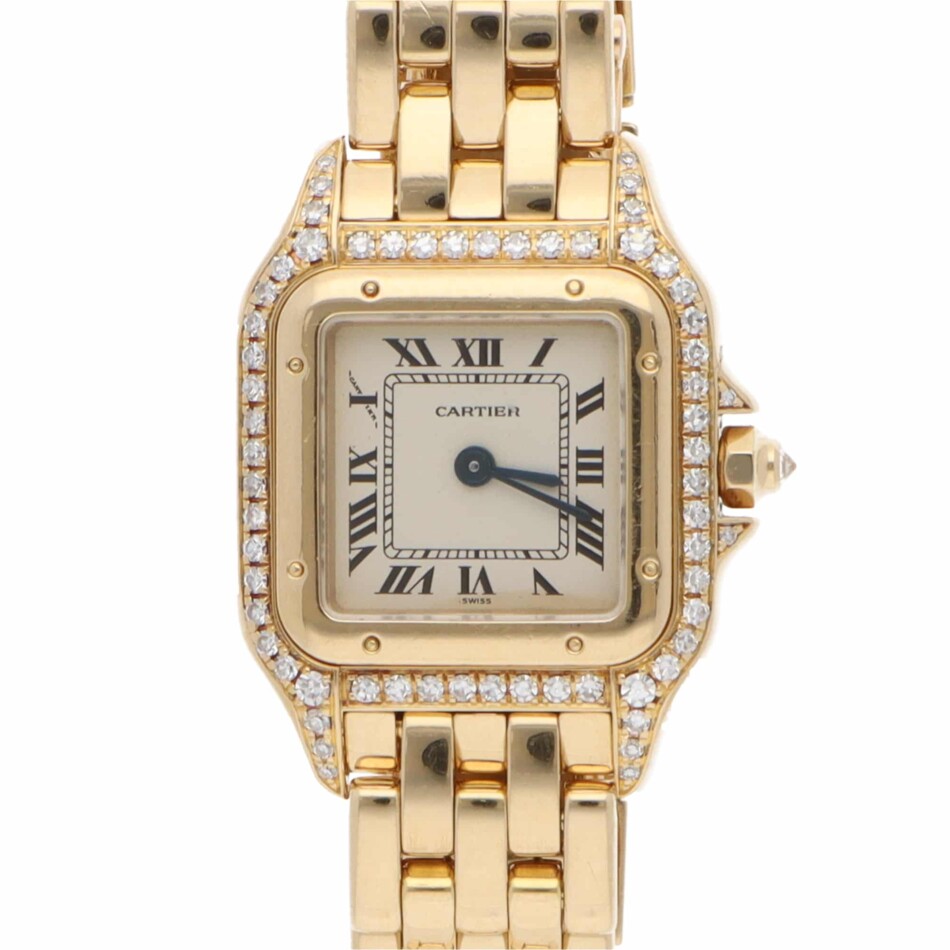 Vintage Cartier Panthere Gold Wristwatch with Diamond Set Bezel