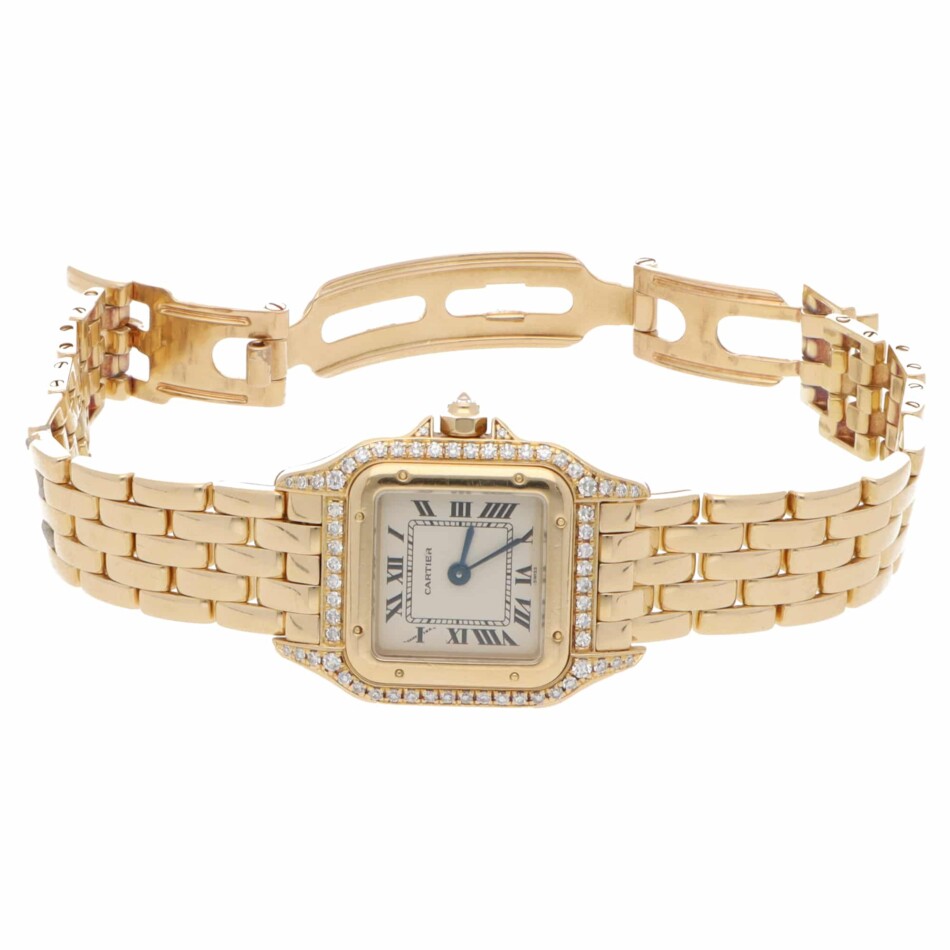 Vintage Cartier Panthere Gold Wristwatch with Diamond Set Bezel