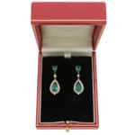 Contemporary Emerald and Diamond Drop Earrings in Yellow Gold