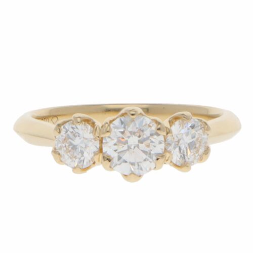 Contemporary GIA Certified Diamond Three Stone Ring