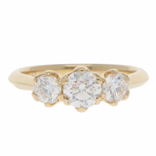 Contemporary GIA Certified Diamond Three Stone Ring
